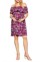 Women's Maternal America Off The Shoulder Ruffle Maternity Dress