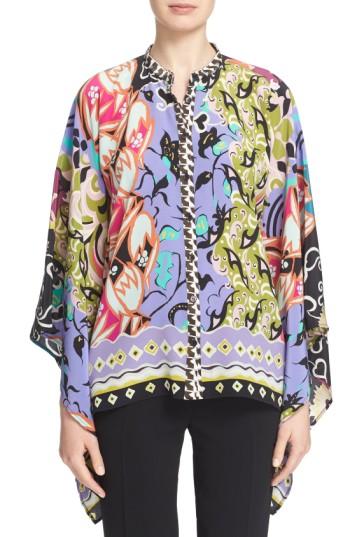 Women's Etro Mixed Floral Print Silk Top