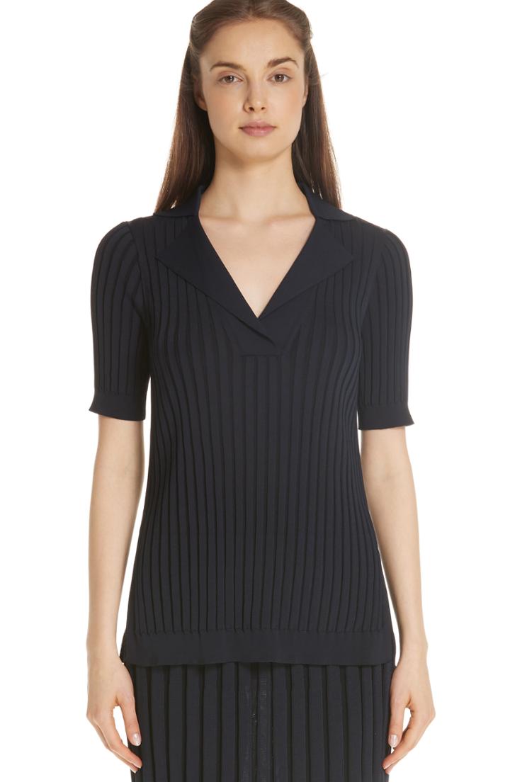 Women's Lafayette 148 New York Metropolitan Shine Plaited Rib Polo