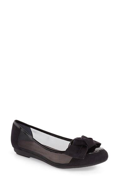 Women's J. Renee 'bacton' Mesh Inset Bow Flat Aa - Black