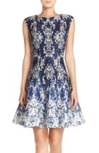Women's Gabby Skye Print Scuba Fit & Flare Dress - Blue