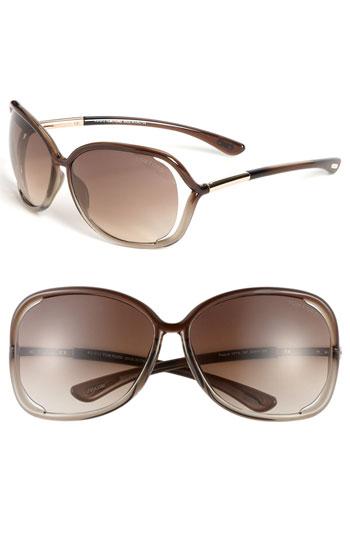 Women's Tom Ford 'raquel' 63mm Oversized Open Side Sunglasses - Transparent Bronze