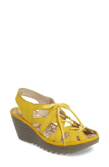 Women's Fly London Yapi Wedge Sandal Us / 35eu - Yellow