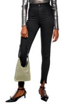 Women's Topshop Joni High Waist V-hem Crop Jeans W X 30l (fits Like 24w) - Black