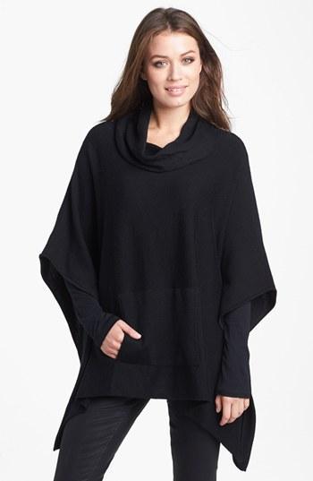 Eileen Fisher Funnel Neck Poncho Black