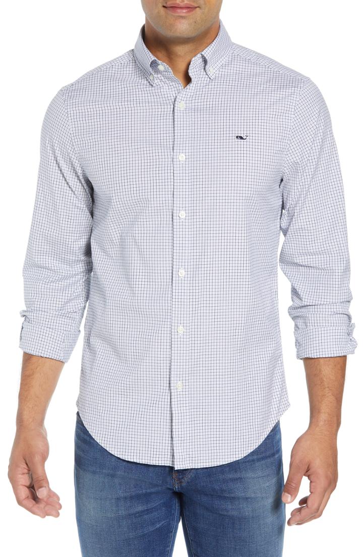 Men's Vineyard Vines Beechcroft Regular Fit Check Sport Shirt - Grey