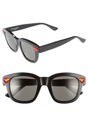 Women's Saint Laurent Lolita 48mm Retro Sunglasses - Smoke/ Black