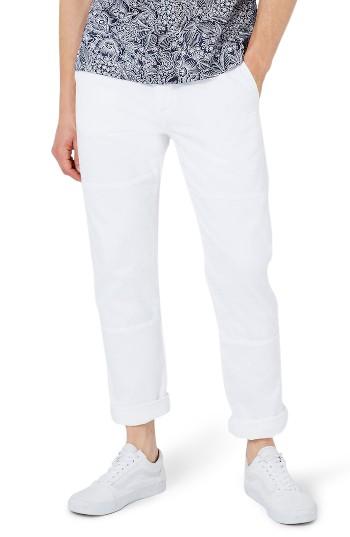 Men's Topman Standard Fit Panel Twill Work Chinos X 32 - White