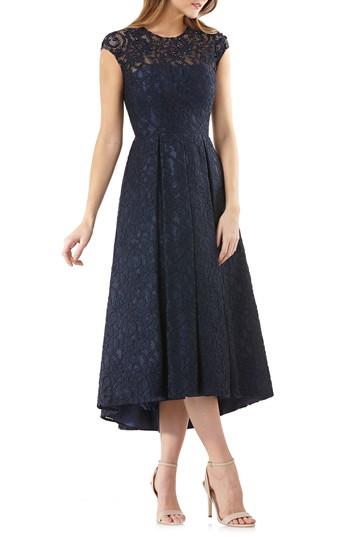 Women's Carmen Marc Valvo Infusion High/low Lace Gown