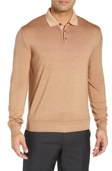Men's Samuelsohn Dustin Wool Polo Sweater - Beige