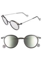 Women's Moncler 58mm Mirrored Round Sunglasses - Matte Black / Smoke Mirror