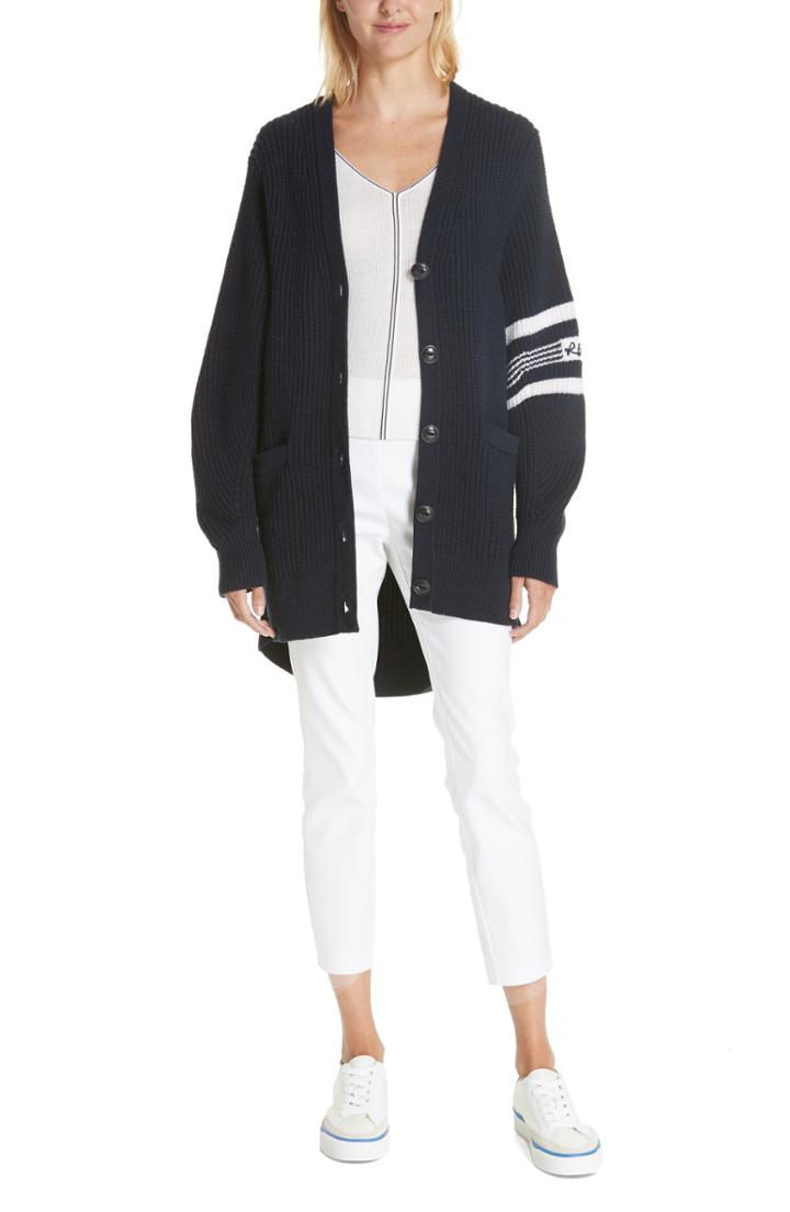Women's Rag & Bone Lavinia Stripe Seam Merino Wool Sweater - Ivory