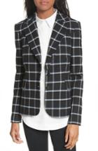 Women's Derek Lam 10 Crosby Elbow Patch Plaid Blazer - Black