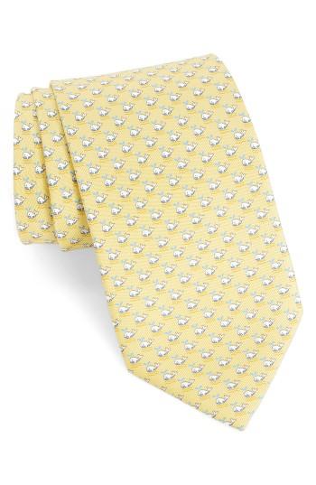 Men's Salvatore Ferragamo Whale Print Silk Tie, Size - Blue