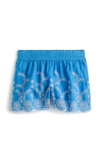 Women's J.crew Floral Embroidered Pull-on Linen & Cotton Shorts - White