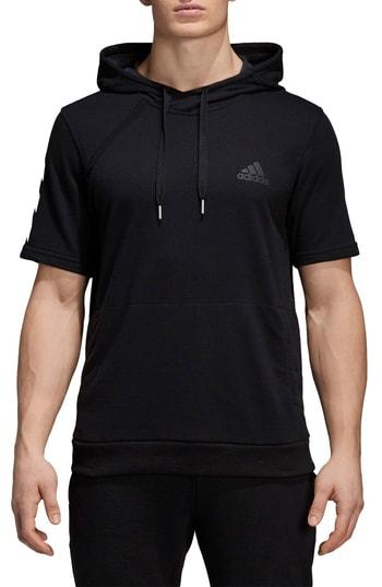 Men's Adidas Pick-up Shooter Short Sleeve Hoodie, Size - Black