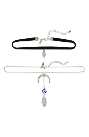 Women's Topshop Set Of 2 Fatima Hand Chokers