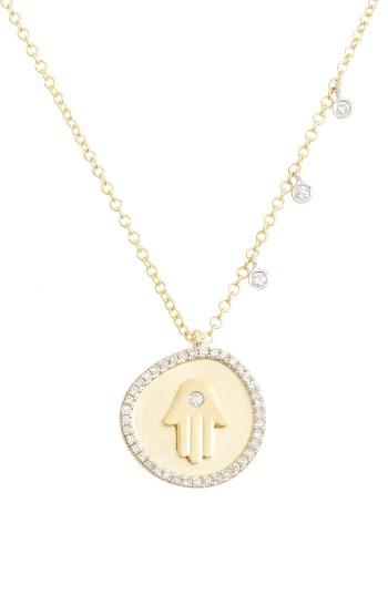 Women's Meira T Diamond Hamsa Pendant Necklace