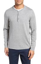 Men's Nordstrom Men's Shop Long Sleeve Cotton & Linen Blend Henley - Grey
