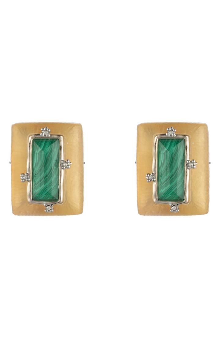 Women's Alexis Bittar Retro Gold Collection Stone Studded Clip Earrings