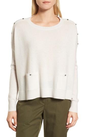 Women's Nordstrom Signature Button Detail Cashmere Sweater - Beige
