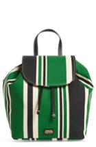 Frances Valentine Ann Stripe Canvas Drawstring Backpack - Green
