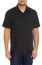 Men's Nat Nast Summit Regular Fit Embroidered Silk Blend Sport Shirt - Black