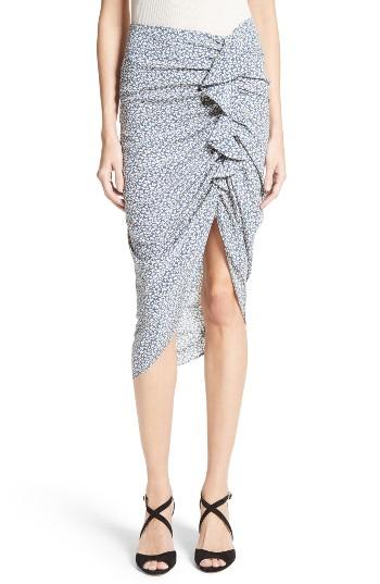 Women's Veronica Beard Hazel Ruffle Ruched Silk Skirt - Ivory