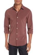 Men's Mizzen+main Douglas Grey & Chili Check Sport Shirt, Size - Red