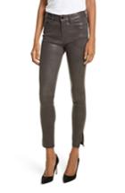 Women's Frame Le High Skinny Slit Leather Pants - Grey
