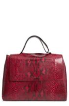 Orciani Large Sveva Diamond Genuine Python Top Handle Satchel - Red
