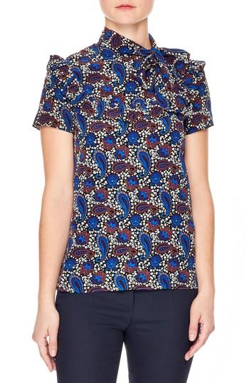 Women's Sandro Poe Paisley Silk Blouse - Purple