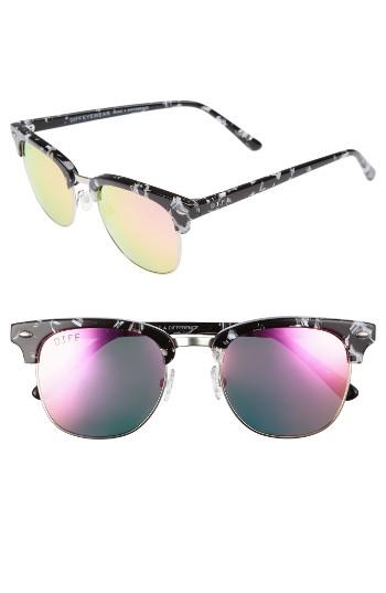 Women's Diff Barry 51mm Polarized Retro Sunglasses - Black White/ Pink