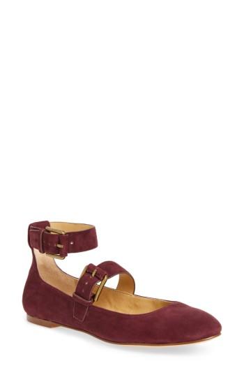 Women's Splendid Dalenna Ankle Strap Ballet Flat .5 M - Burgundy
