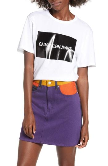 Women's Calvin Klein Jeans Blocked Gel Logo Tee - White