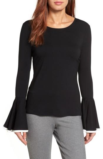 Women's Vince Camuto Tipped Bell Sleeve Top - Black