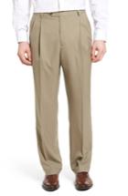 Men's Berle Pleated Solid Wool Trousers X 32 - Beige