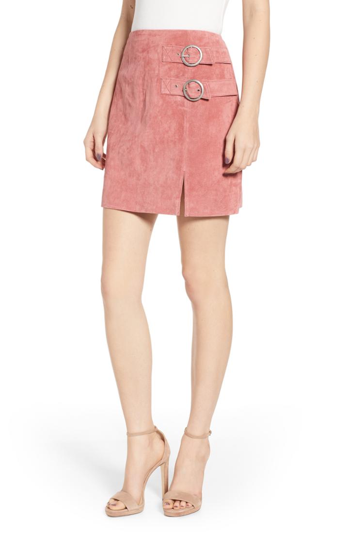 Women's Blanknyc Suede Buckle Skirt - Coral