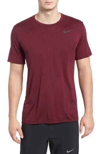 Men's Nike Hyper Dry Training Tee, Size - Burgundy
