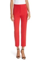 Women's Milly High Waist Stretch Crepe Slim Pants - Red