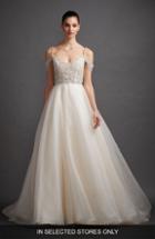Women's Lazaro Juliet Beaded Cold Shoulder Organza Ballgown, Size In Store Only - Ivory