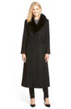 Women's Sachi Genuine Fox Fur Shawl Collar Long Wool Blend Coat