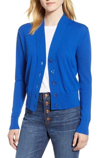 Women's J.crew Lightweight Crop Cardigan, Size - Blue