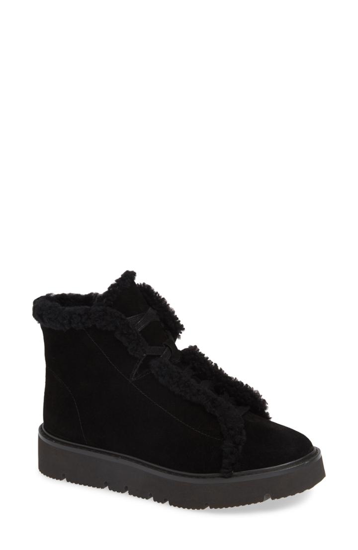 Women's Gentle Souls By Kenneth Cole Trevor Genuine Shearling Lined Bootie .5 M - Black