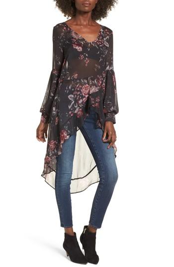 Women's Leith High/low Ruffle Top - Black