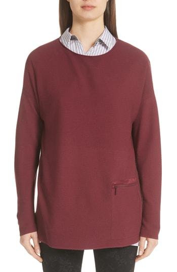 Women's Lafayette 148 New York Pocket Detail Sweater - Burgundy