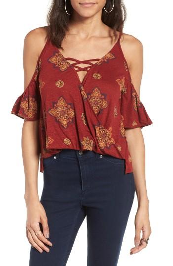 Women's Sun & Shadow Cold Shoulder Surplice Top