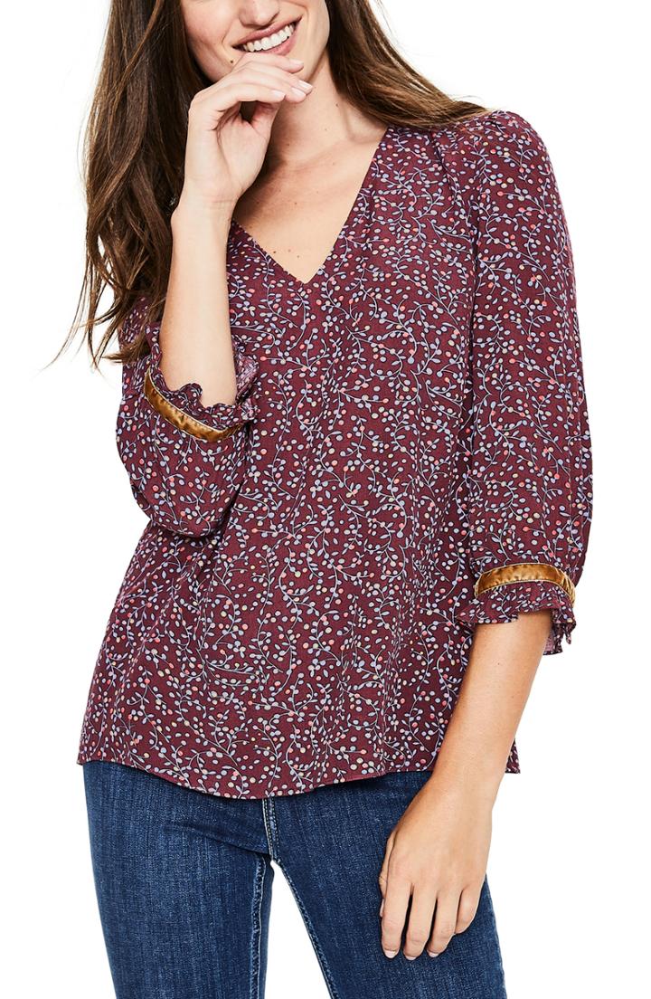 Women's Boden Winnie Print Top - Burgundy