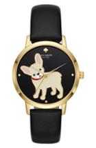 Women's Kate Spade New York Grand Metro Bulldog Leather Strap Watch, 38mm