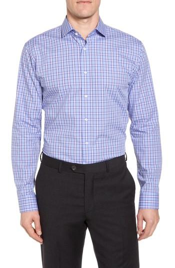 Men's Nordstrom Men's Shop Trim Fit Plaid Dress Shirt .5 34/35 - Purple